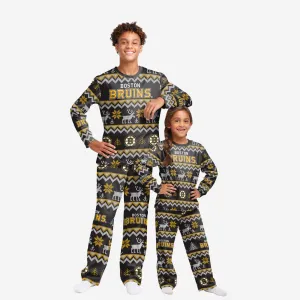 Boston Bruins Youth Ugly Pattern Family Holiday Pajamas