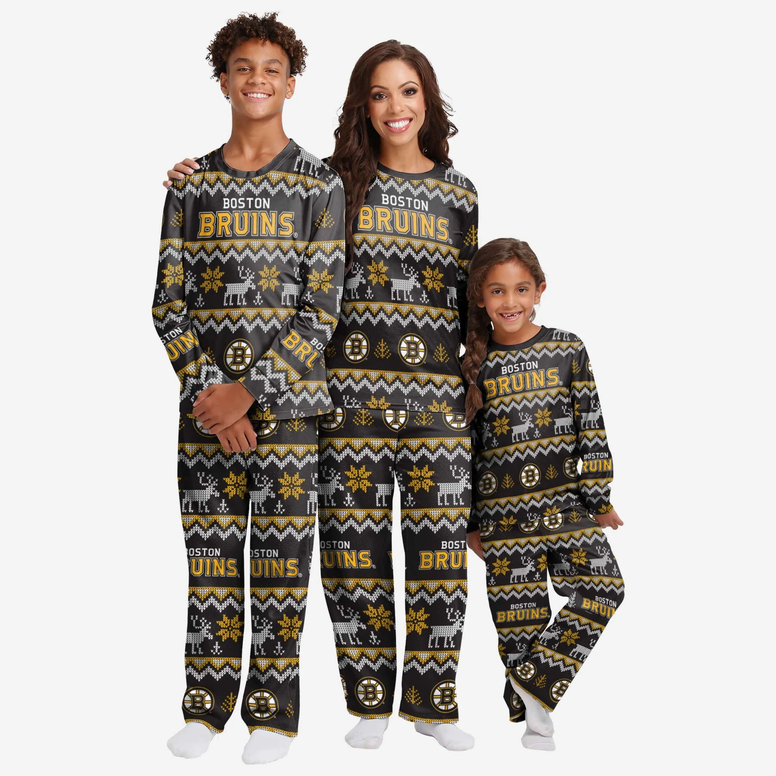 Boston Bruins Youth Ugly Pattern Family Holiday Pajamas
