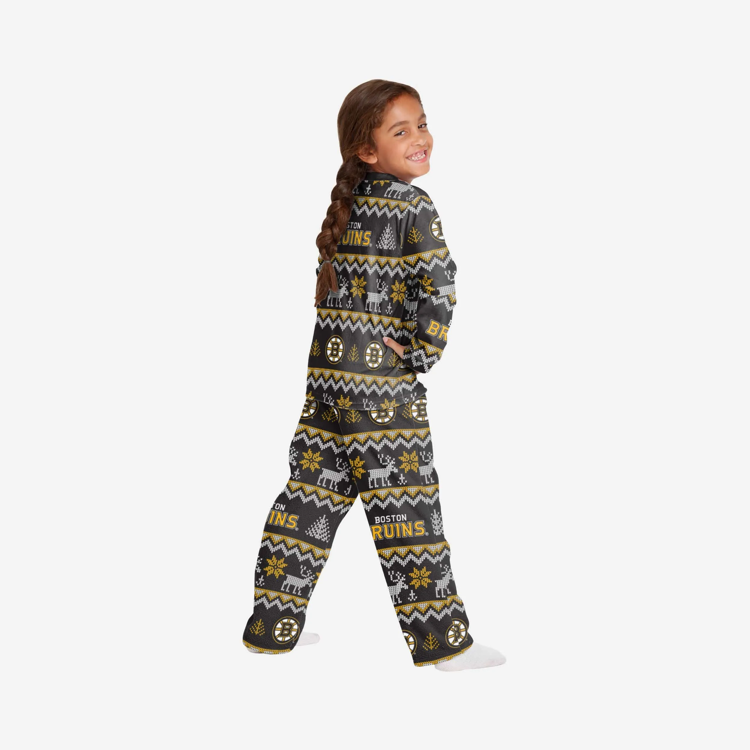 Boston Bruins Youth Ugly Pattern Family Holiday Pajamas
