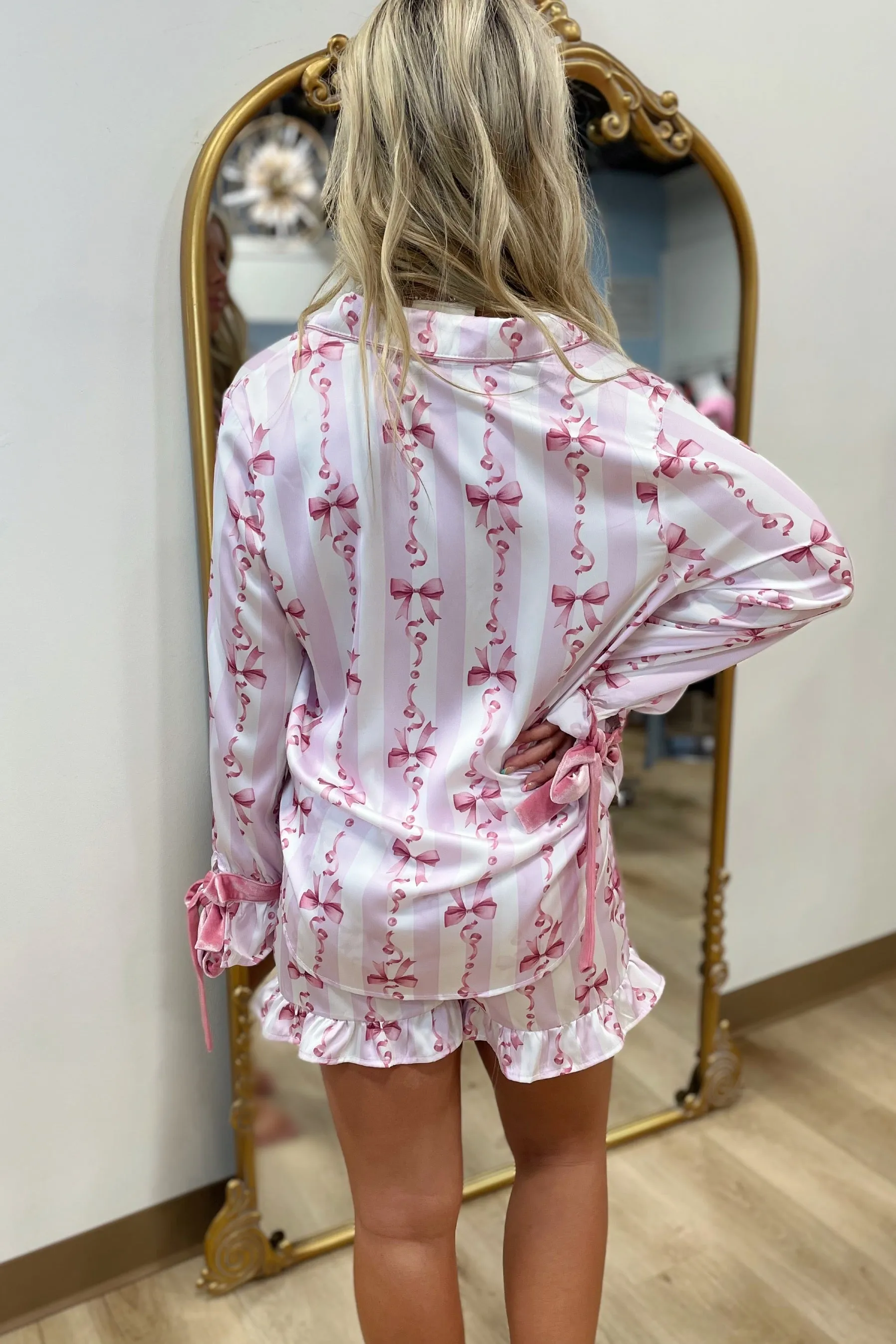 Bow Sweet Pajama Set Pink