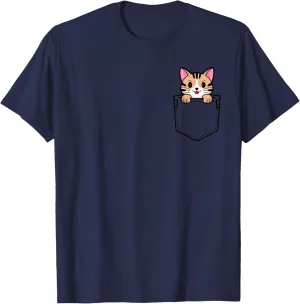 Boys Girls Toddler Cute Zoo Animal Kitten Cat in Pocket Kids T-Shirt