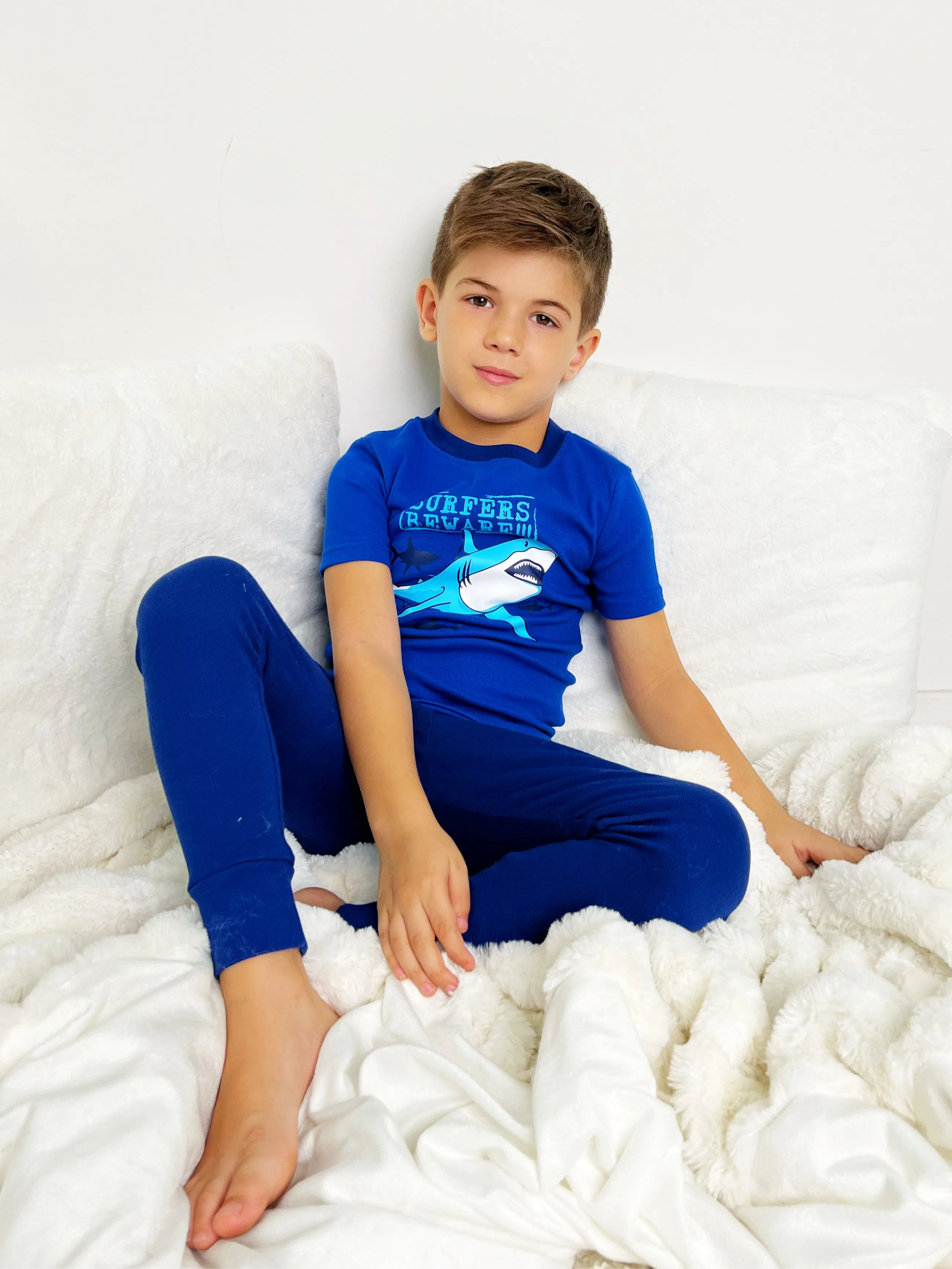 Boys  Shark Surfers Beware Organic Cotton 2 Piece Pajama Pants Set