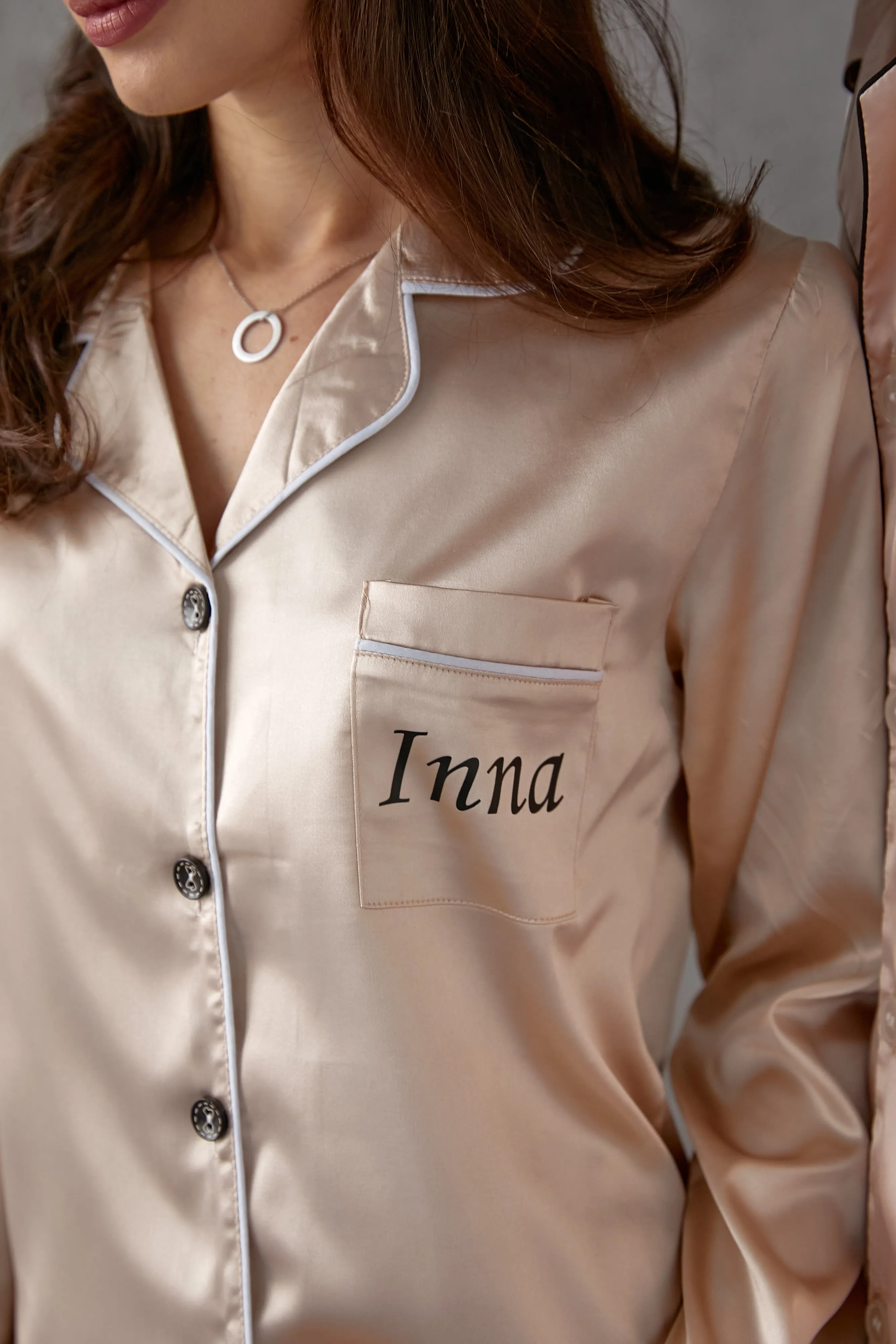 Bride and Groom, Mr and Mrs Custom Satin Pajamas for Couple - L L