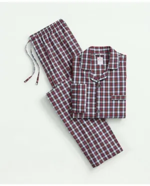 Brooks Brothers Men's Cotton Broadcloth Tartan Pajamas White