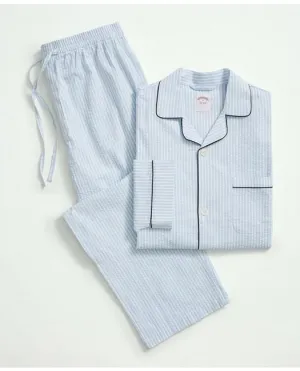 Brooks Brothers Men's Cotton Seersucker Pajamas Chambray Blue