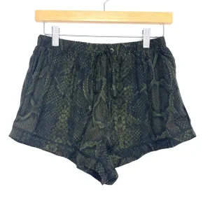Buddy Love Snakeskin Print Drawstring Waist Satin Like Pajama Shorts- Size S