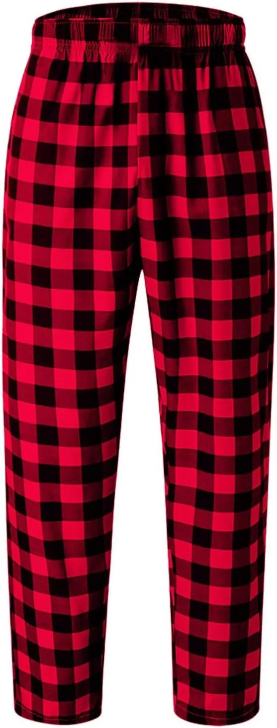 Buffalo Plaid Pajama Pants Men Comfy Lightweight Lounge Pants with Pockets Soft Elastic Waist Pajama Bottoms