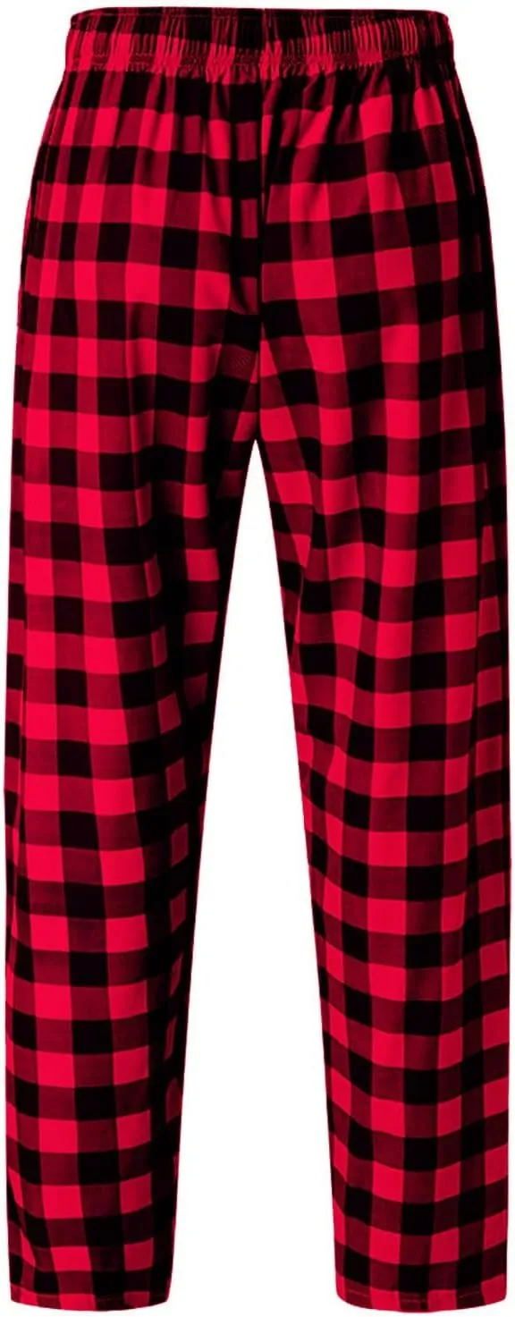 Buffalo Plaid Pajama Pants Men Comfy Lightweight Lounge Pants with Pockets Soft Elastic Waist Pajama Bottoms
