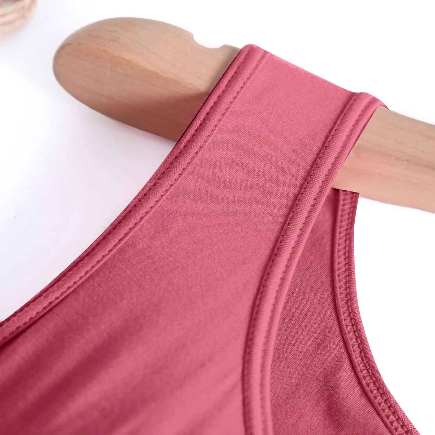 Built-in Bra Padded Pajamas for Women, Sleeveless Tank Dress Solid Round Neck Nightwear Flowy Soft Lounge Sleepwear