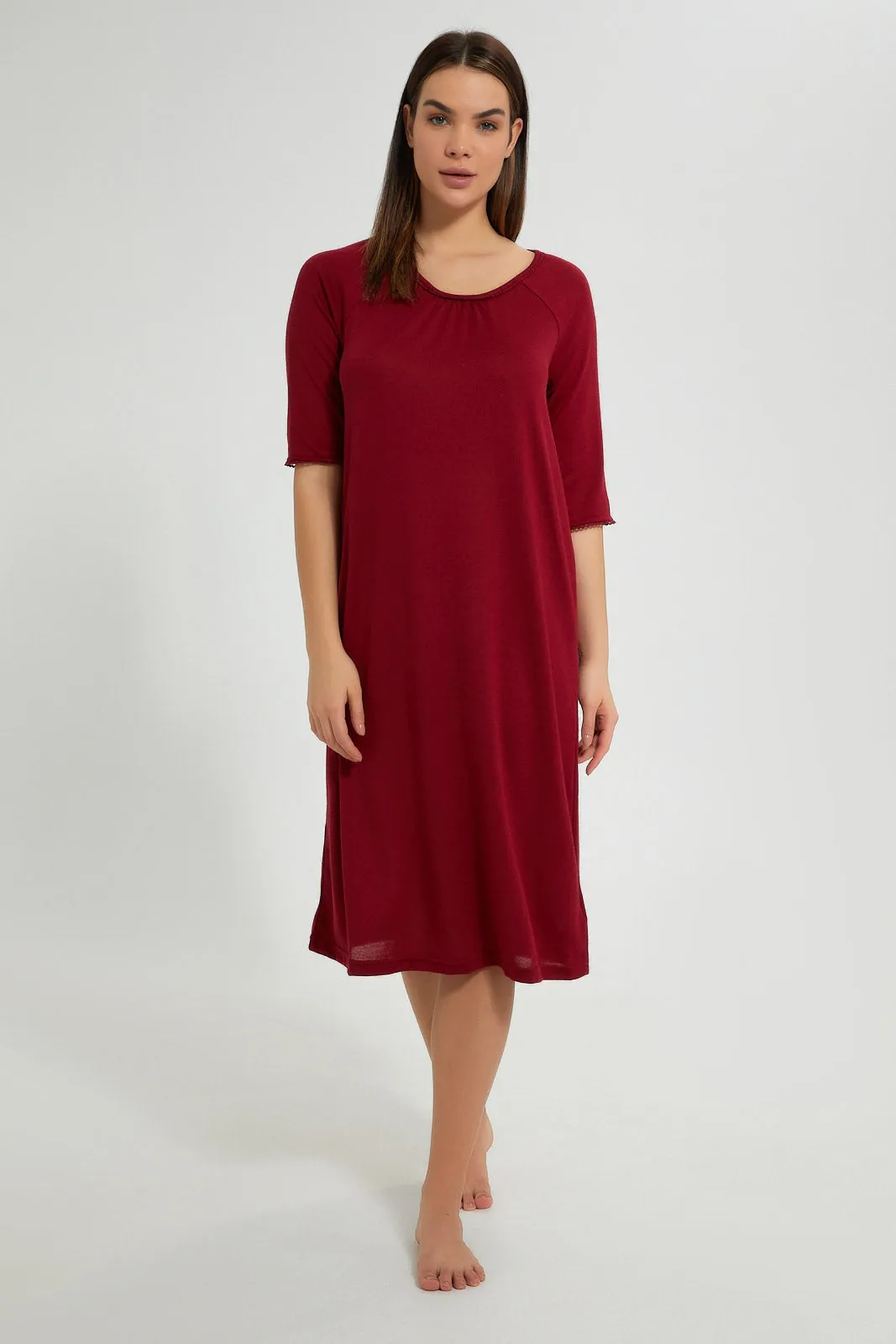 Burgundy Knitted Nightgown