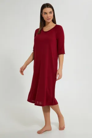 Burgundy Knitted Nightgown