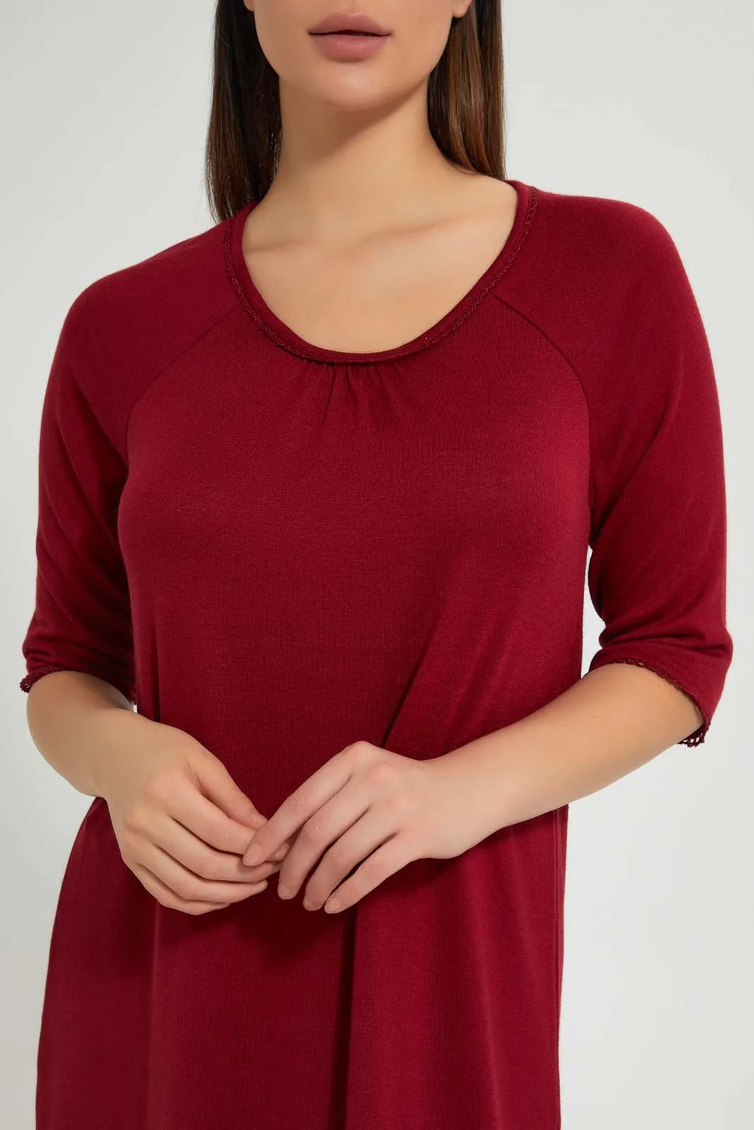 Burgundy Knitted Nightgown