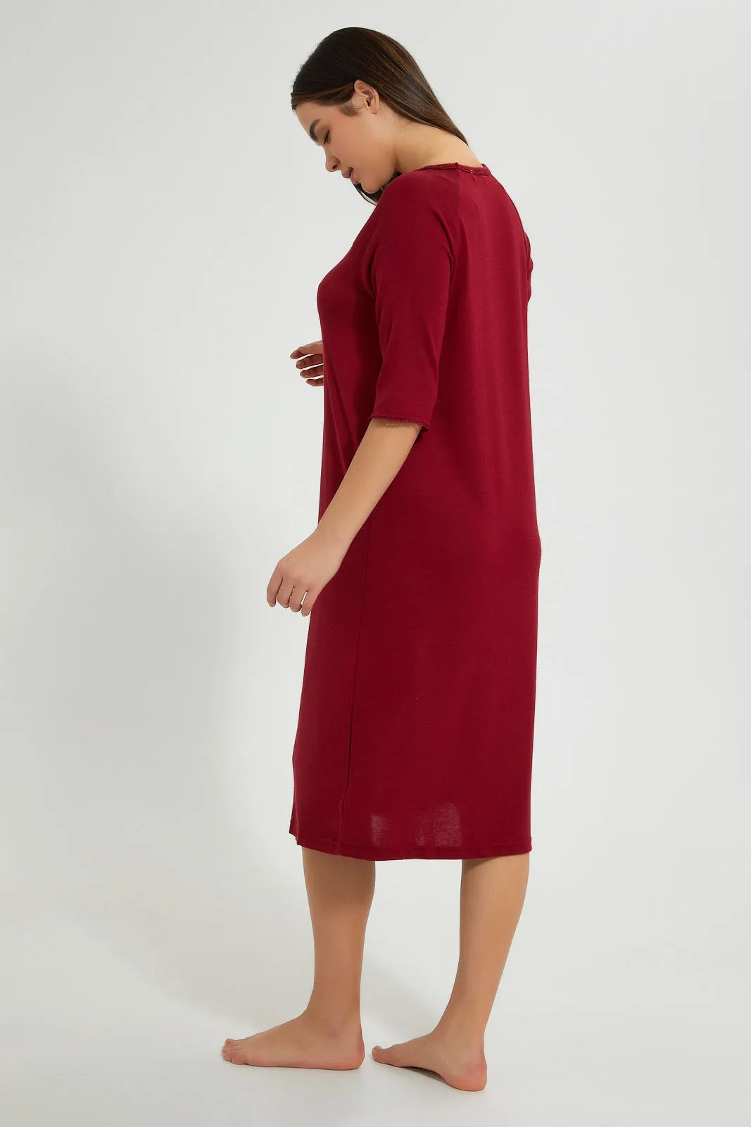Burgundy Knitted Nightgown