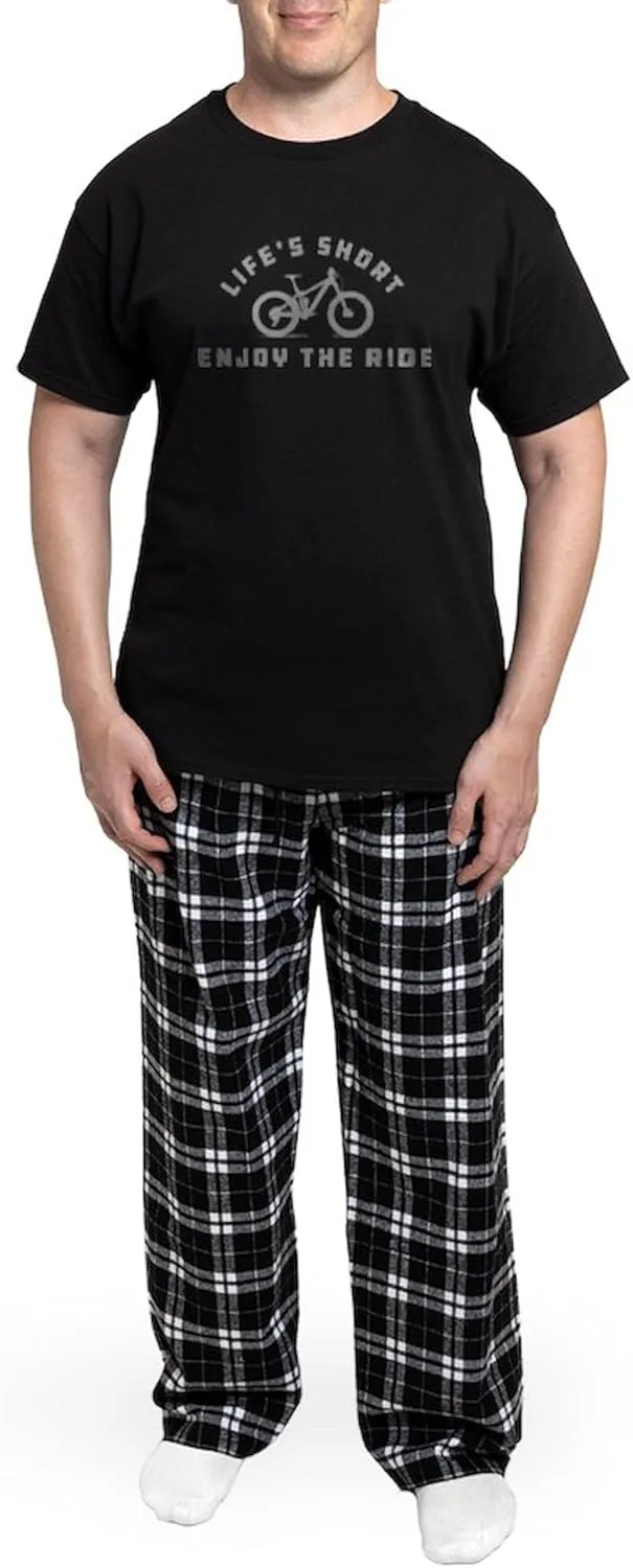 CafePress Life's Short Enjoy The Ride Men's Dark Pajamas Novelty Men's Pajama Set, Comfortable PJ Sleepwear