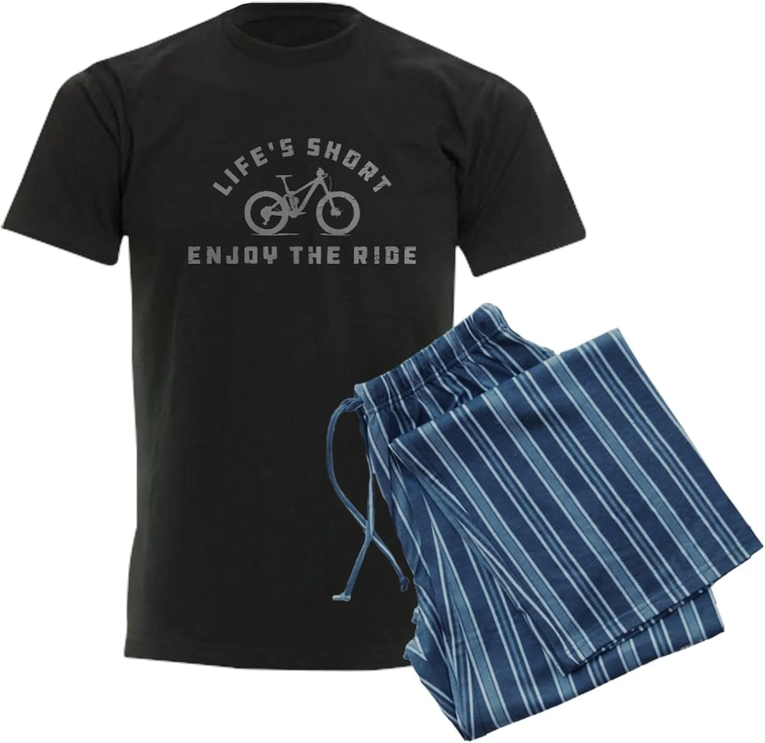 CafePress Life's Short Enjoy The Ride Men's Dark Pajamas Novelty Men's Pajama Set, Comfortable PJ Sleepwear