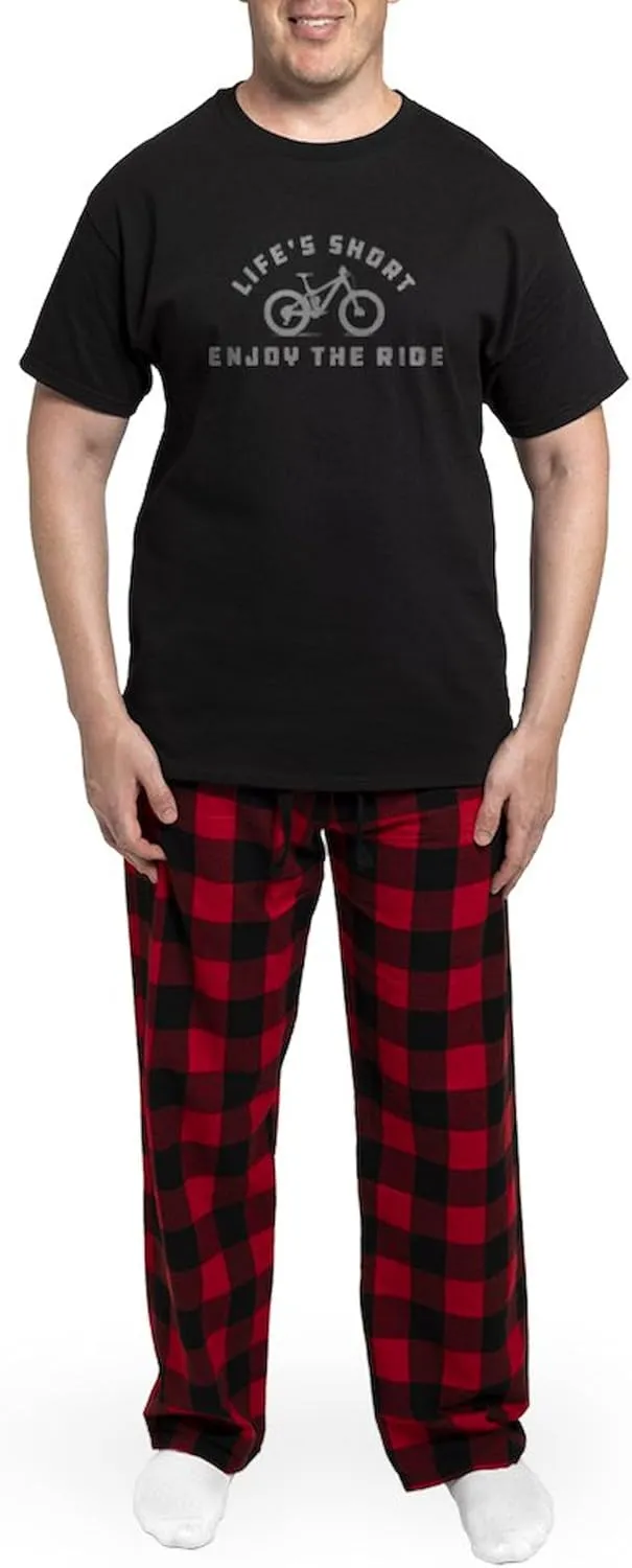 CafePress Life's Short Enjoy The Ride Men's Dark Pajamas Novelty Men's Pajama Set, Comfortable PJ Sleepwear