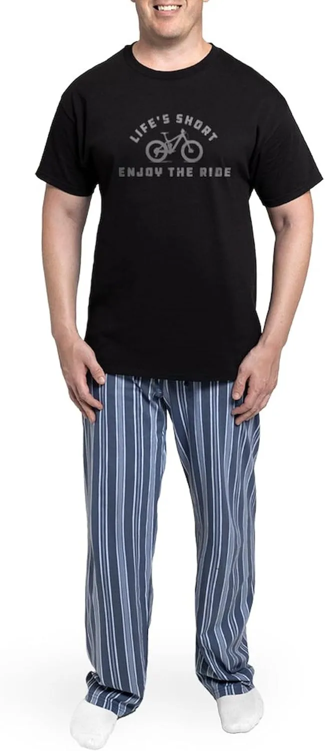 CafePress Life's Short Enjoy The Ride Men's Dark Pajamas Novelty Men's Pajama Set, Comfortable PJ Sleepwear
