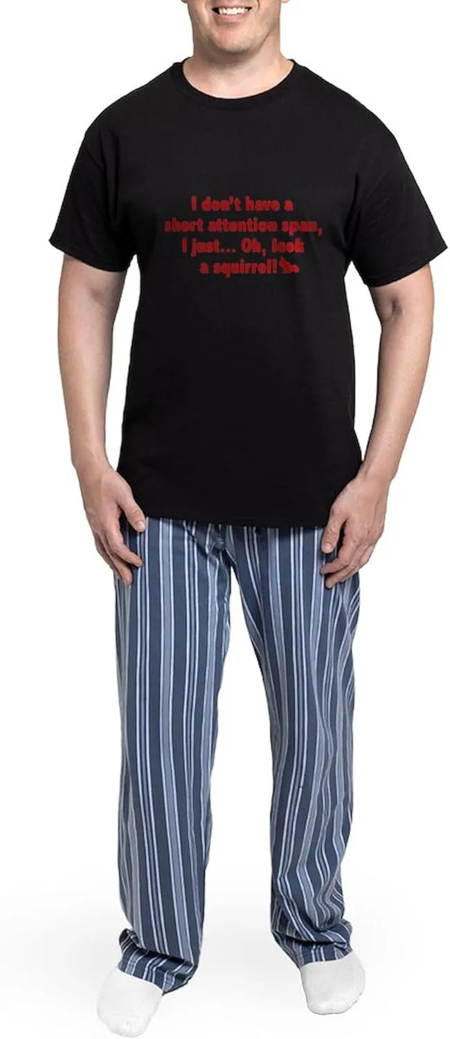CafePress Short Attention Span Men's Dark Pajamas Novelty Men's Pajama Set, Comfortable PJ Sleepwear