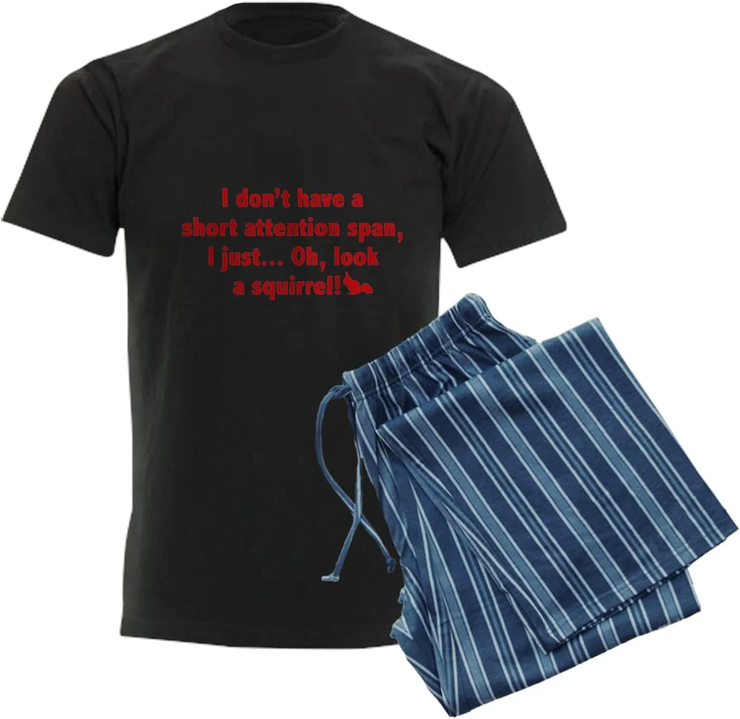 CafePress Short Attention Span Men's Dark Pajamas Novelty Men's Pajama Set, Comfortable PJ Sleepwear