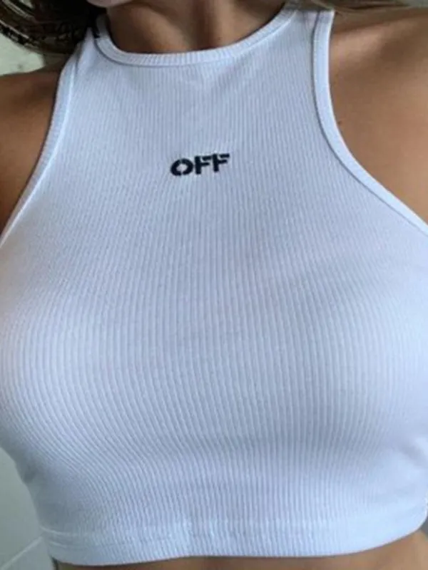 Calianna Summer New Women's Wear Versatile Slim Fit Letter Embroidery Sports Tank Top