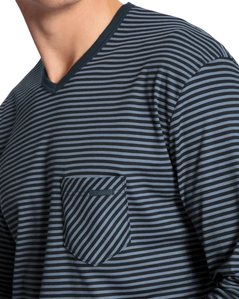 Calida Dark Sapphire Relax Streamline Men's 100% Cotton Pajamas