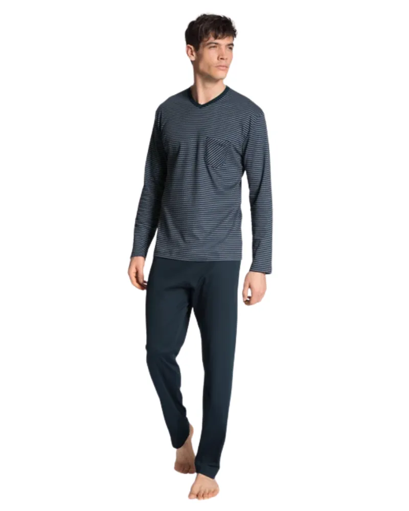 Calida Dark Sapphire Relax Streamline Men's 100% Cotton Pajamas