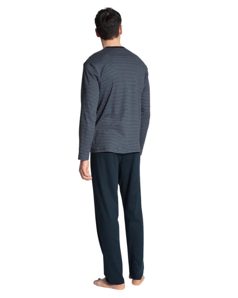 Calida Dark Sapphire Relax Streamline Men's 100% Cotton Pajamas