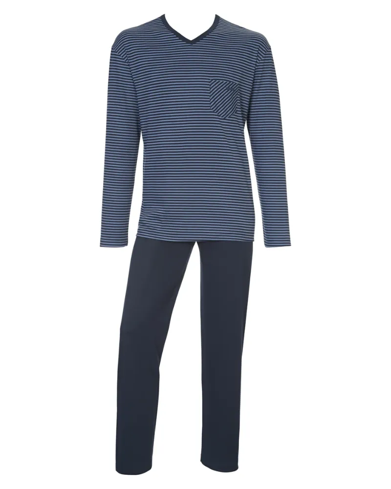 Calida Dark Sapphire Relax Streamline Men's 100% Cotton Pajamas