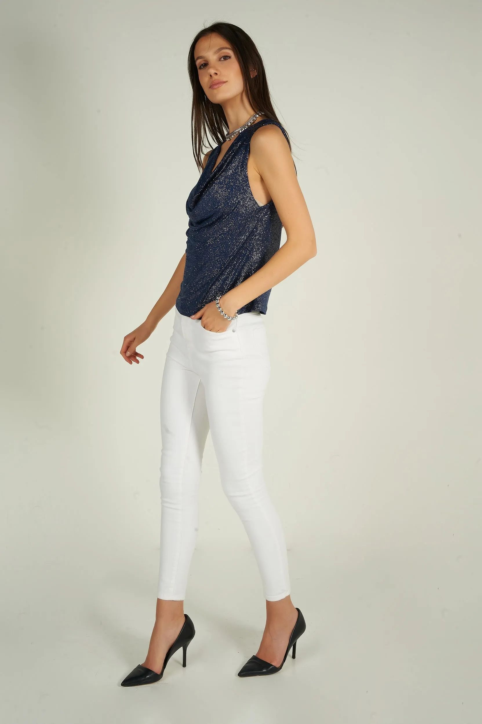 Camisole brillante à col bénitier - YORI - (R-A2)