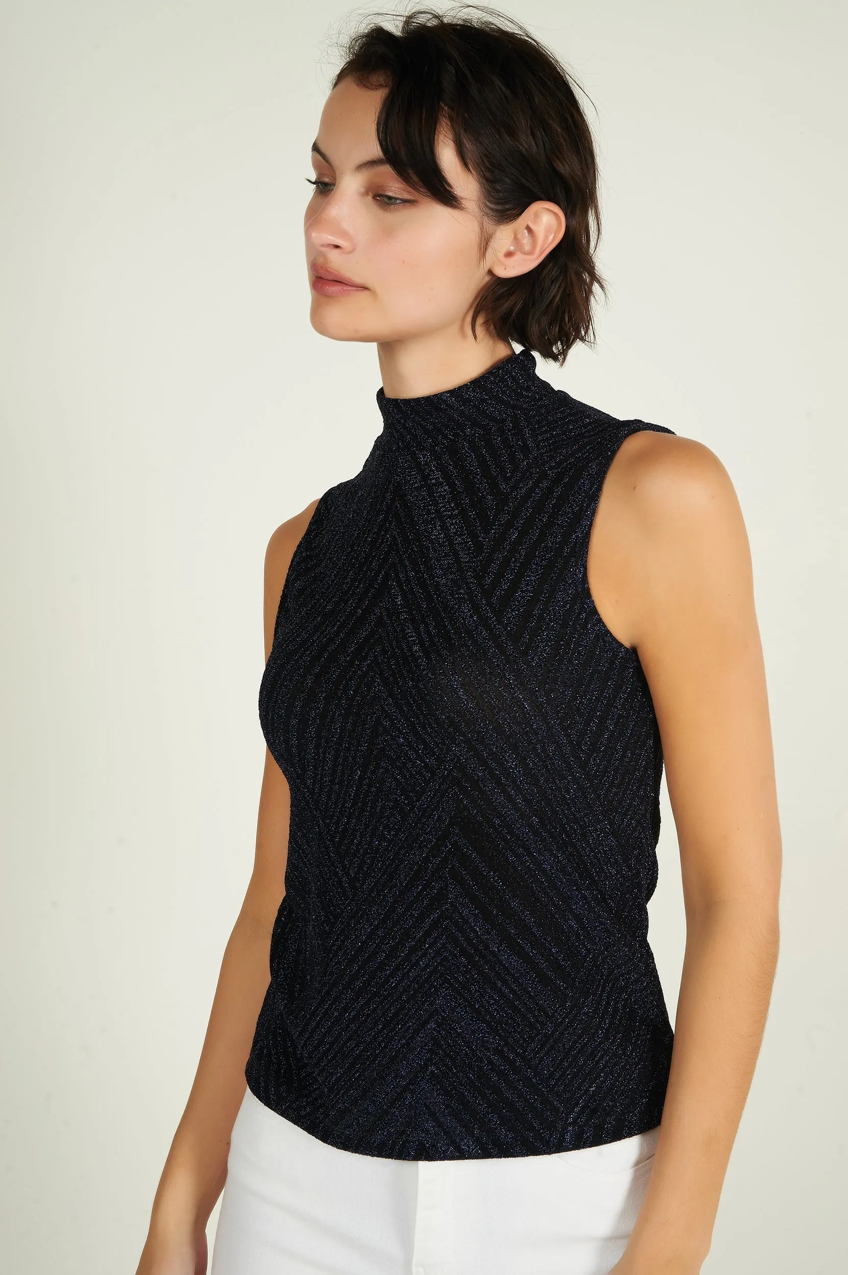 Camisole brillante à col montant - LEANNE-B2 - (R-A15)