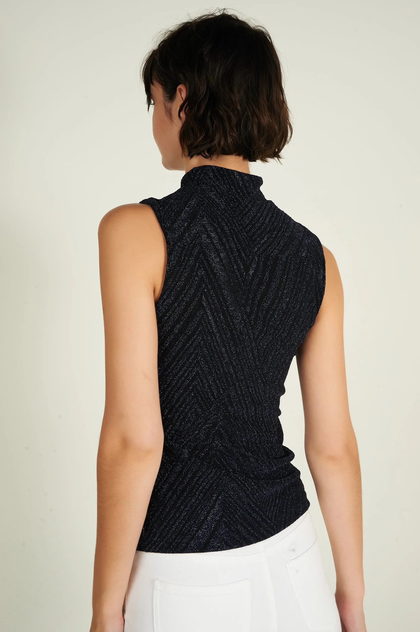 Camisole brillante à col montant - LEANNE-B2 - (R-A15)