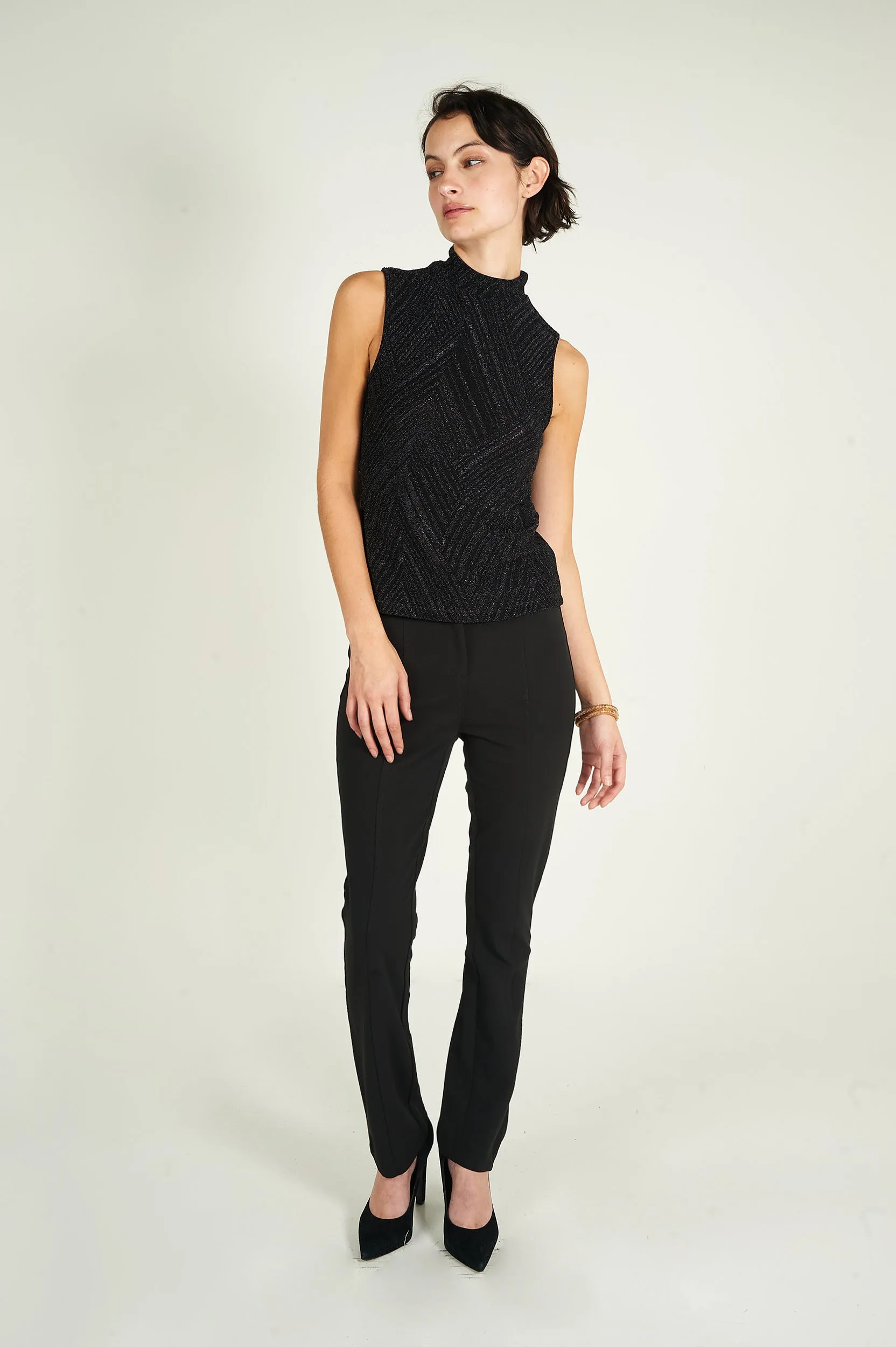 Camisole brillante à col montant - LEANNE-B2 - (R-A15)