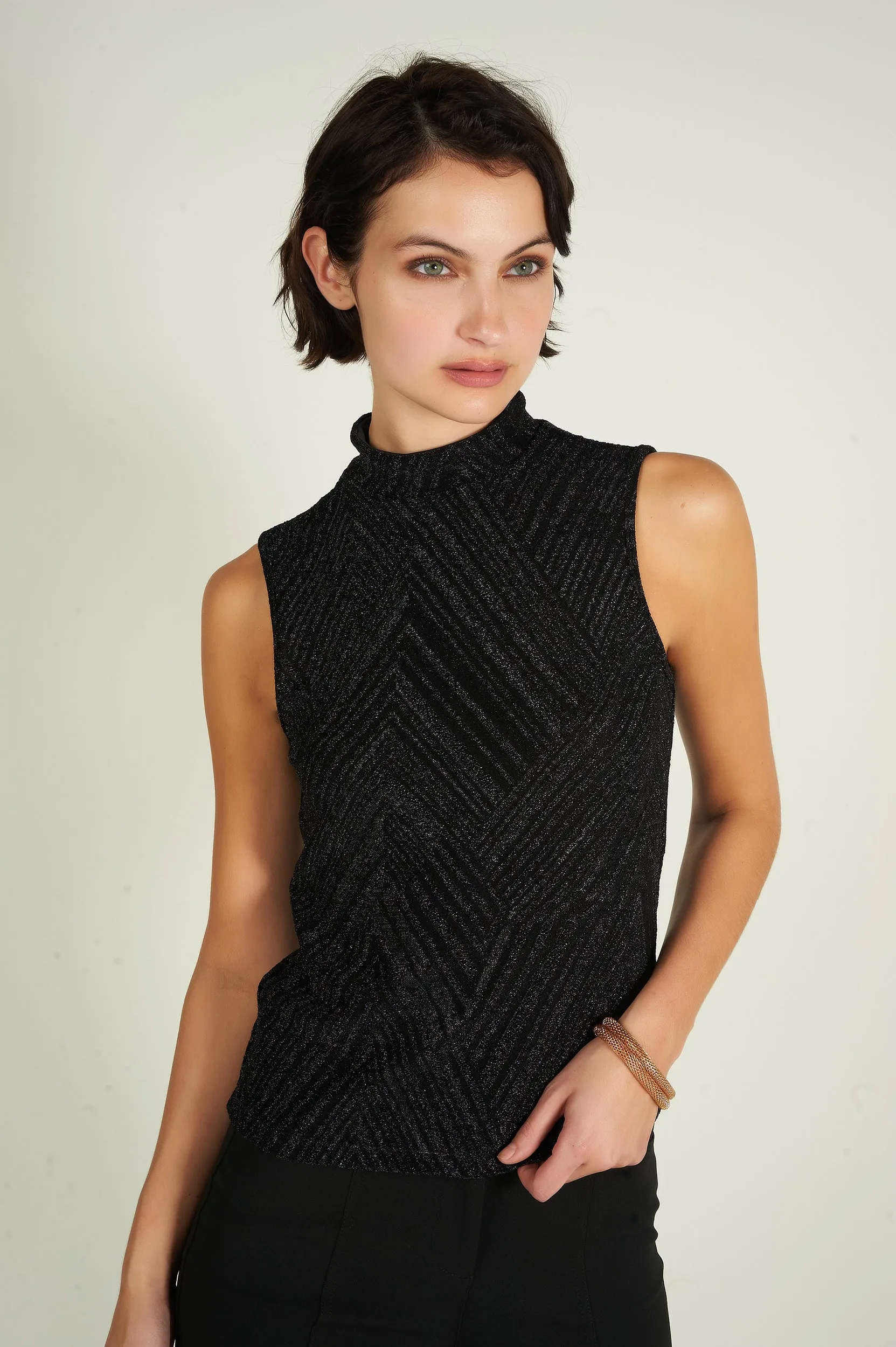 Camisole brillante à col montant - LEANNE-B2 - (R-A15)