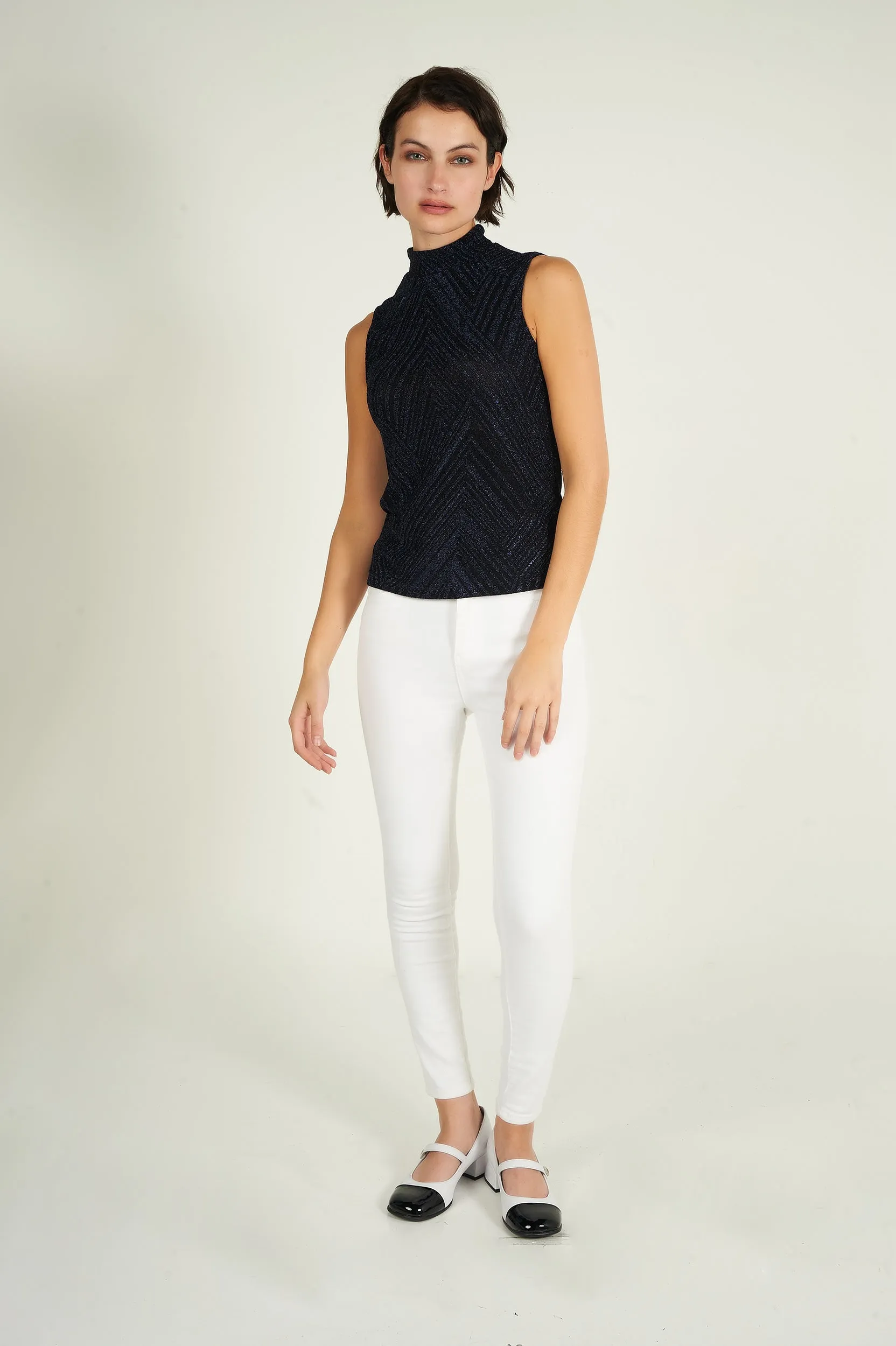 Camisole brillante à col montant - LEANNE-B2 - (R-A15)