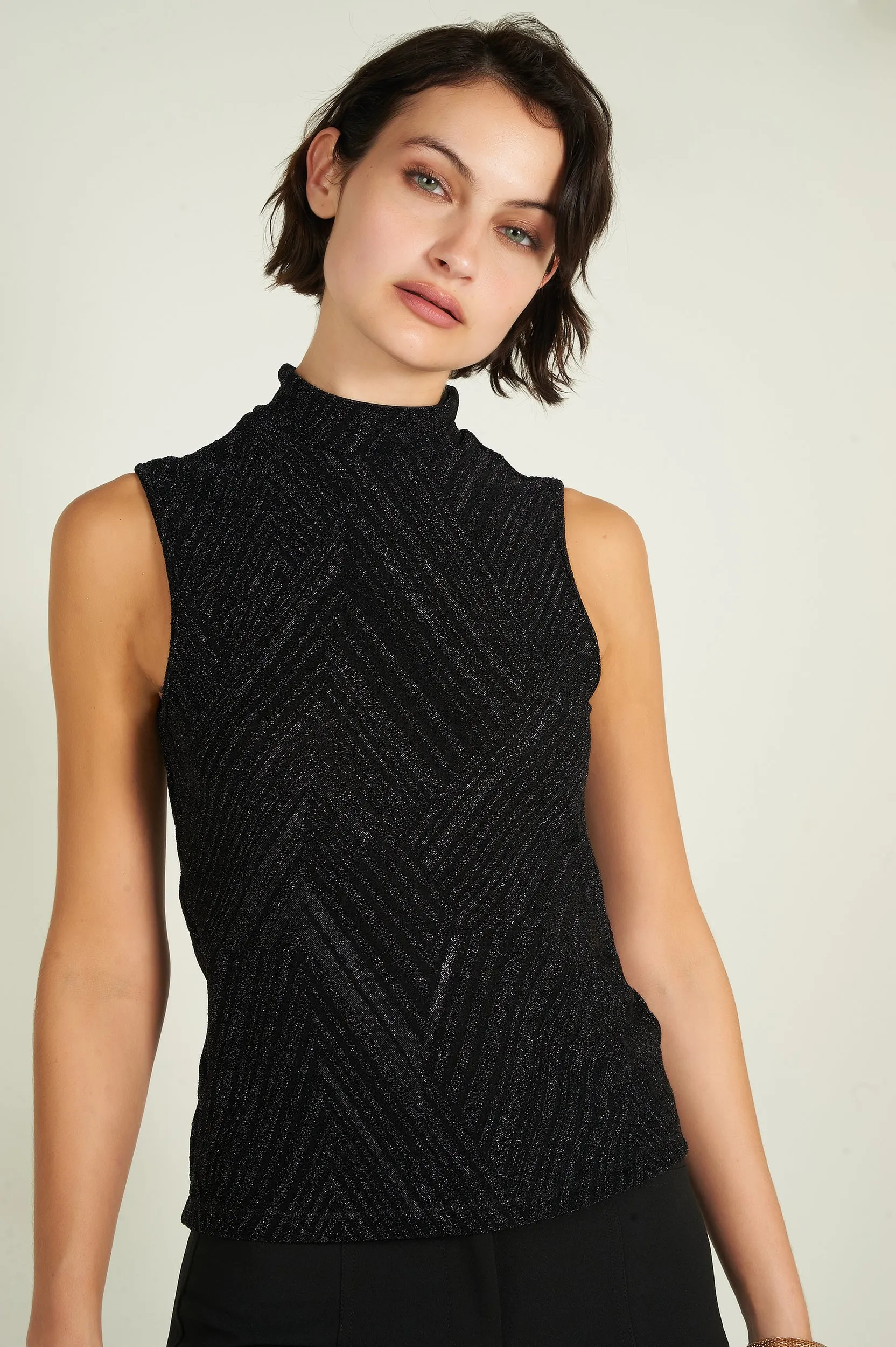 Camisole brillante à col montant - LEANNE-B2 - (R-A15)