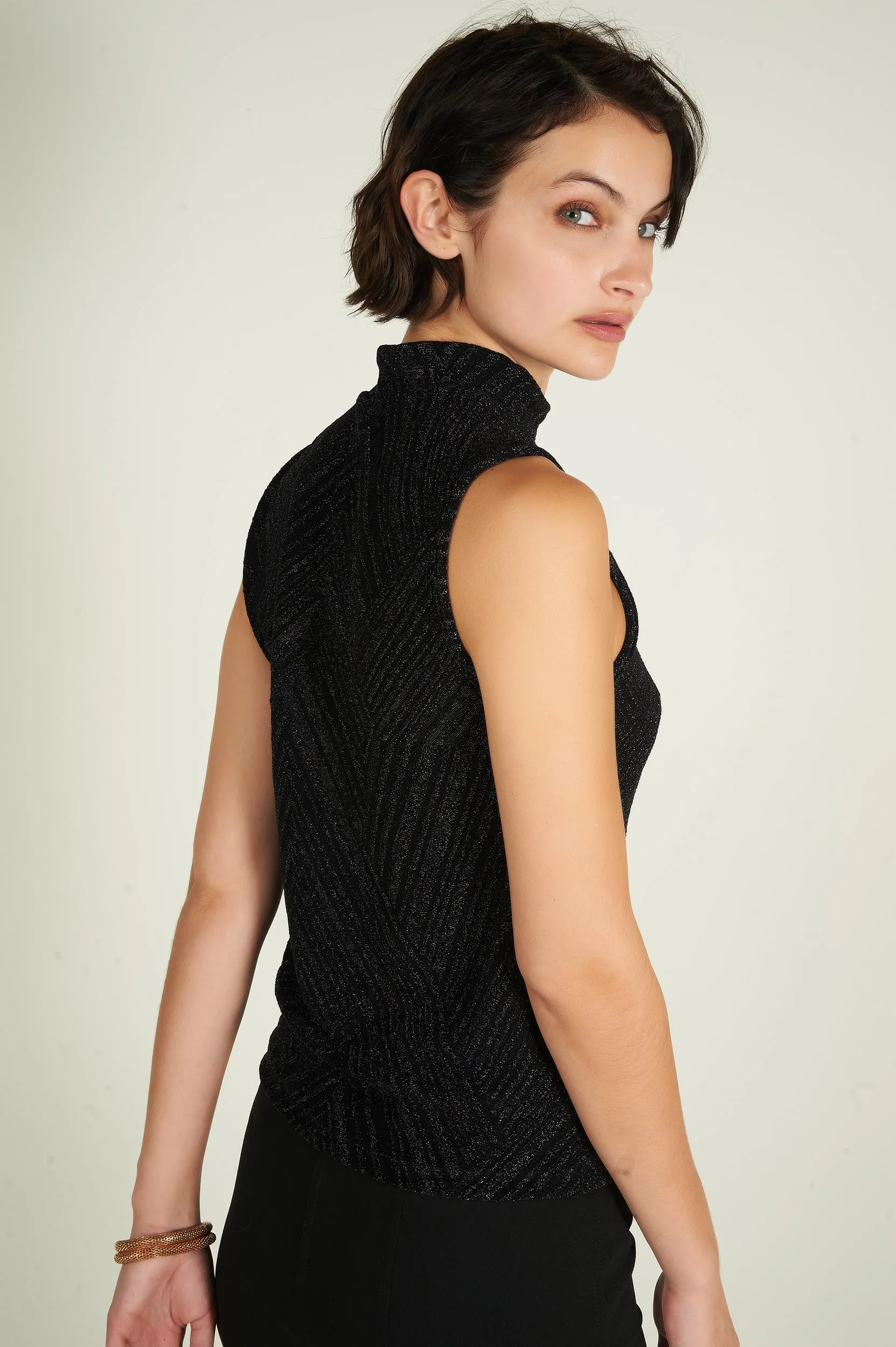 Camisole brillante à col montant - LEANNE-B2 - (R-A15)