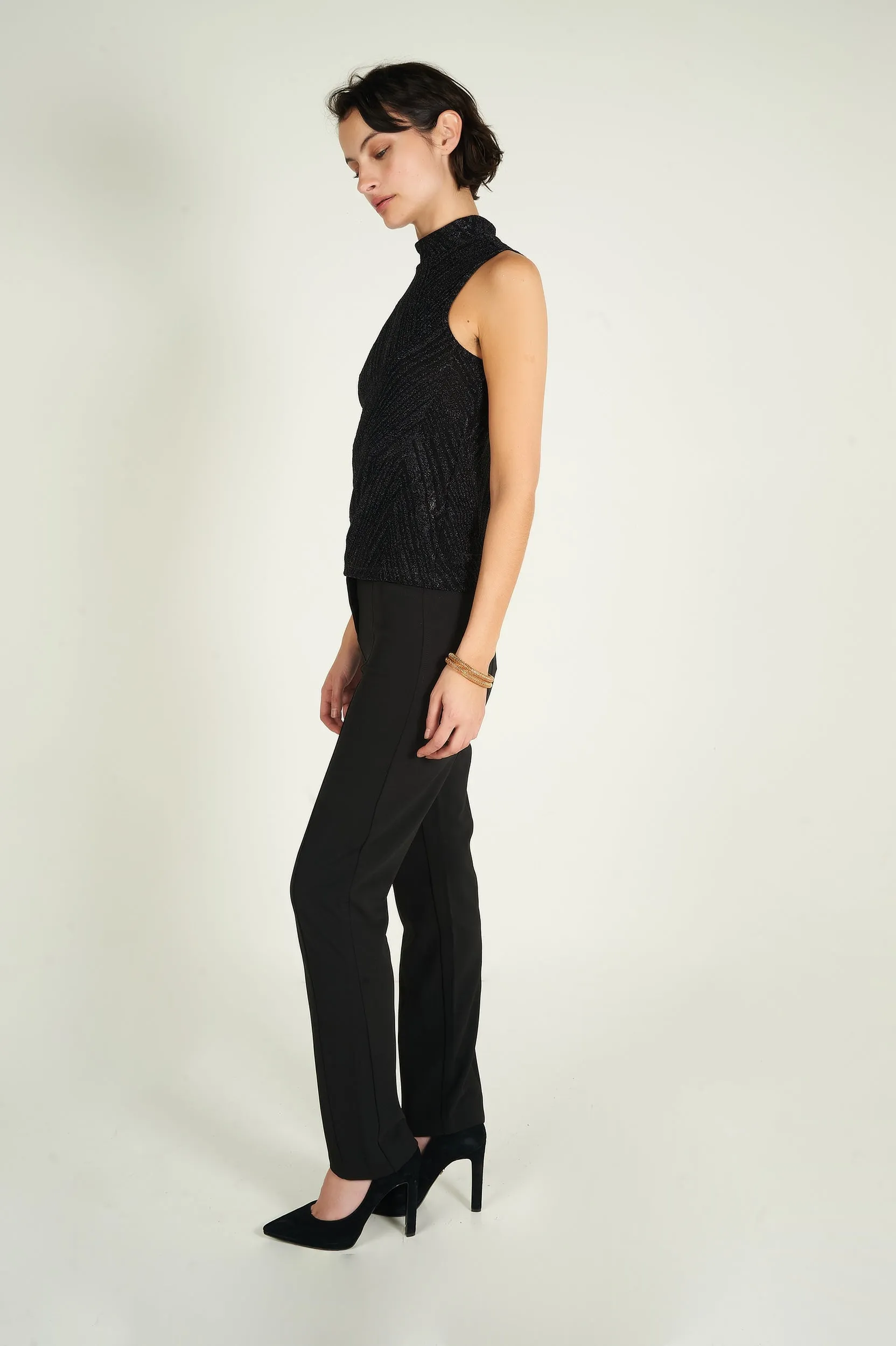 Camisole brillante à col montant - LEANNE-B2 - (R-A15)