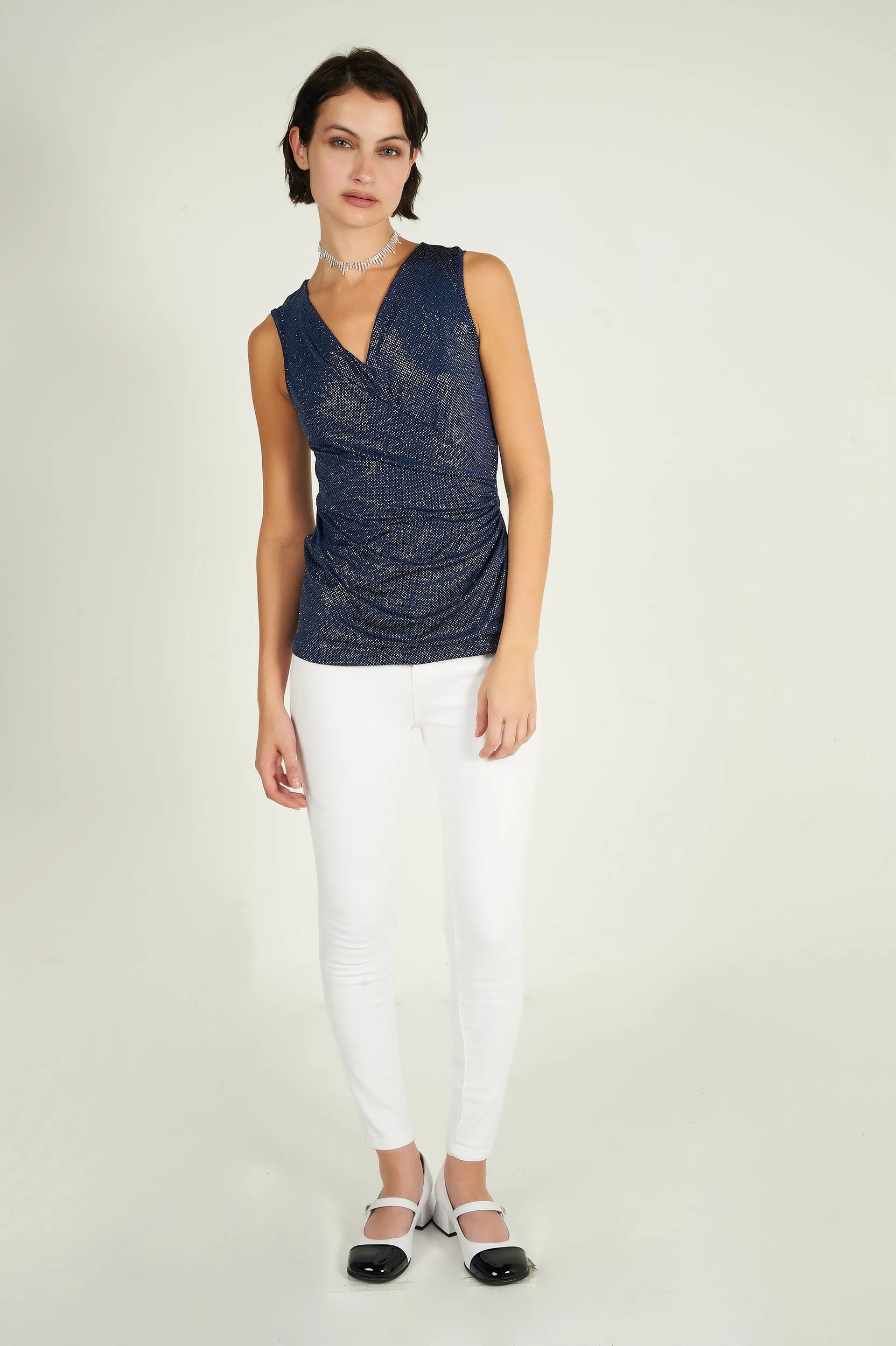 Camisole cache-coeur brillante - SHAYBLUE - (R-A11)