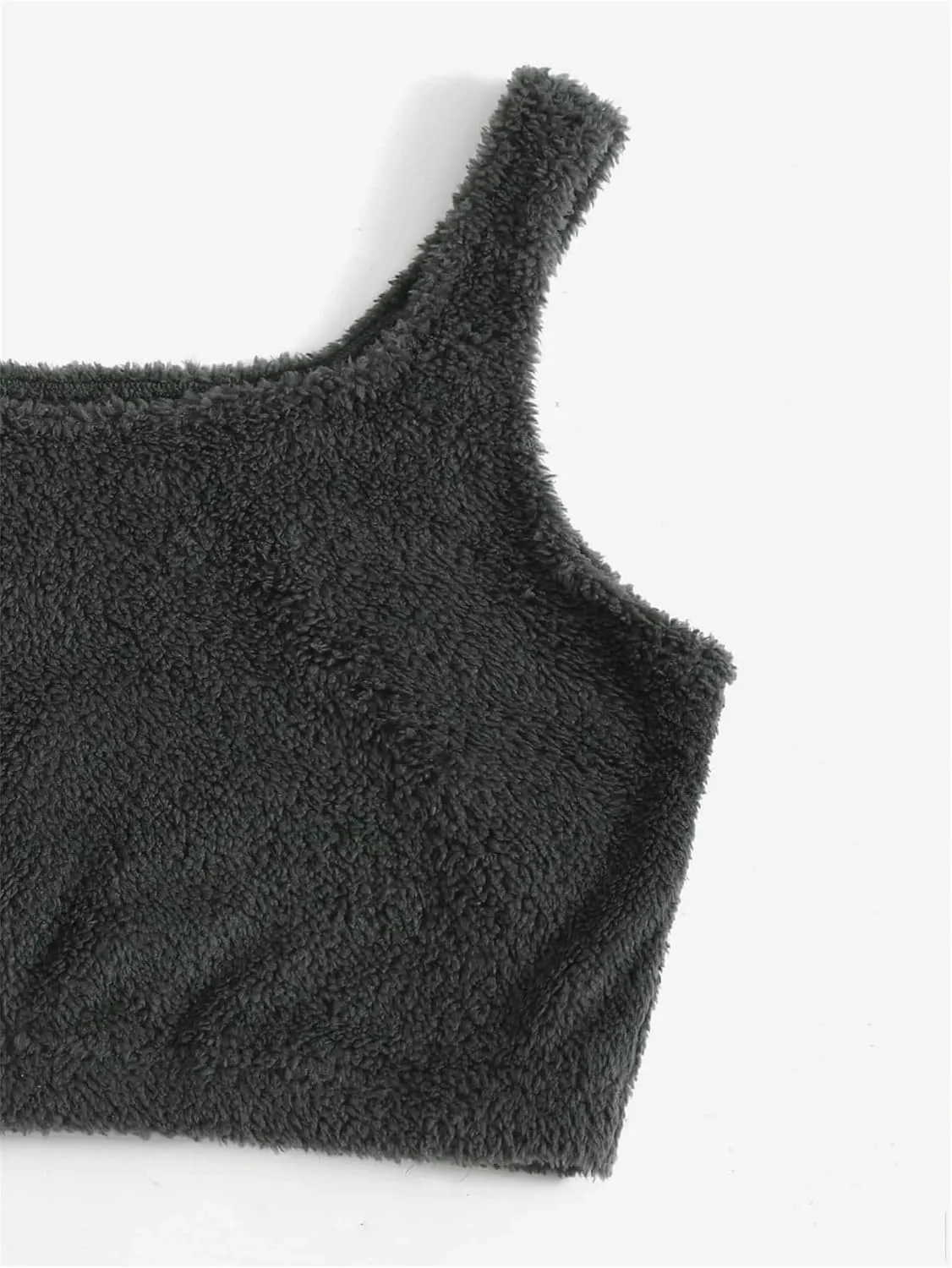 Canbebig Women's Fuzzy 2 Piece Lounge Sets Crop Tank Tops Wide Leg Long Pants Outfits Pajamas Soft Sherpa Fluffy Sleepwear