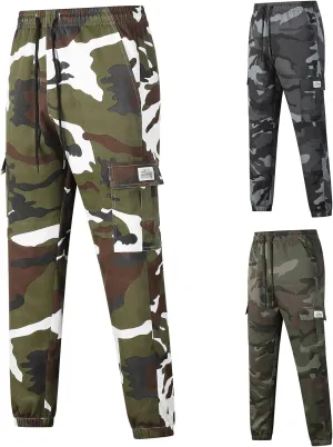 Cargo Jogger Pants for Men Camouflage Drawstring Elastic Waist Jogging Trousers Camo Military Tactical Tapered Pants