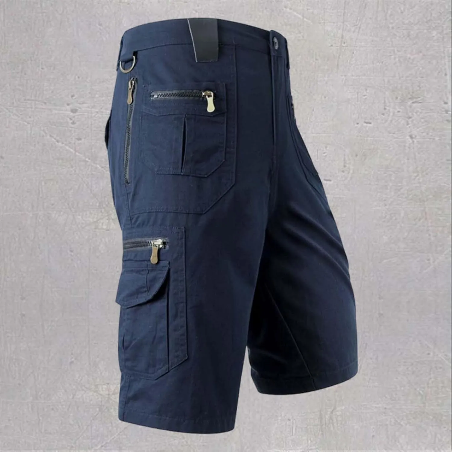 Cargo Shorts for Men Trendy Tactical Shorts with Zipper Pockets Plus Size Plain Casual Fashion Hiking Short Pants