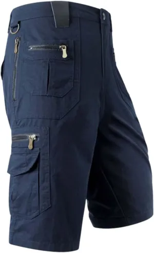 Cargo Shorts for Men Trendy Tactical Shorts with Zipper Pockets Plus Size Plain Casual Fashion Hiking Short Pants