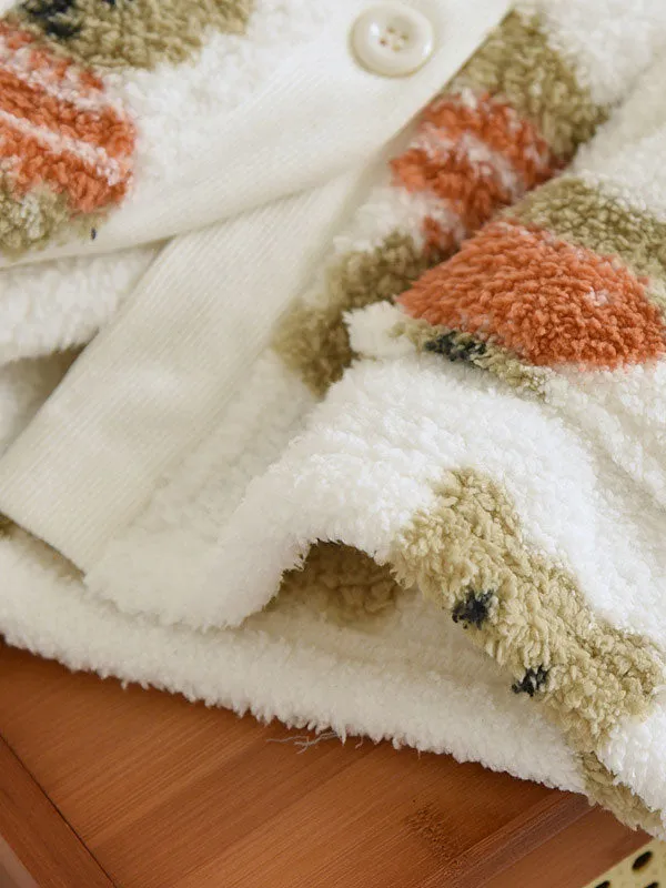 Cartoon Bear Print Flannel Set