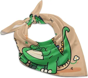 Cartoon Dinosaur 25" Square Head Scarf Lightweight Silk Scarf for Women Soft Satin Head Scarves Large Neckerchief Fashion Bandanas Silk Headband Neck Satin Scarfs for Bag Hair Scarves Gift