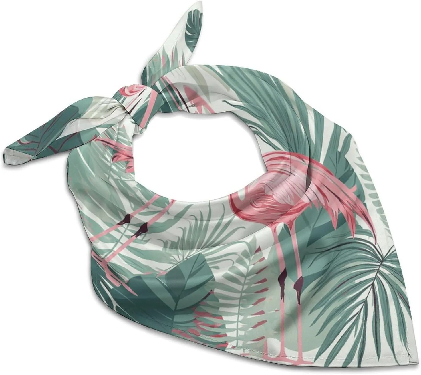 Cartoon Flamingo Leaves 25" Square Head Scarf Lightweight Silk Scarf for Women Soft Satin Head Scarves Large Neckerchief Fashion Bandanas Silk Headband Neck Satin Scarfs for Bag Hair Scarves Gift