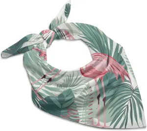 Cartoon Flamingo Leaves 25" Square Head Scarf Lightweight Silk Scarf for Women Soft Satin Head Scarves Large Neckerchief Fashion Bandanas Silk Headband Neck Satin Scarfs for Bag Hair Scarves Gift