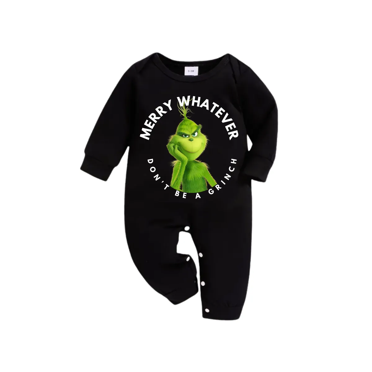 Cartoon Pattern and Christmas Slogan Printed Black Long Sleeve Top with Black And Green Plaid Pants Family Matching Pajamas