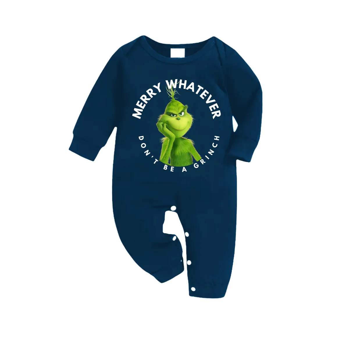 Cartoon Pattern and Christmas Slogan Printed Blue Top Sky Blue Plaid Pants Family Matching Pajamas