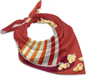 Cartoon Popcorn 18" Square Head Scarf Lightweight Silk Scarf for Women Soft Satin Head Scarves Large Neckerchief Fashion Bandanas Silk Headband Neck Satin Scarfs for Bag Hair Scarves Gift
