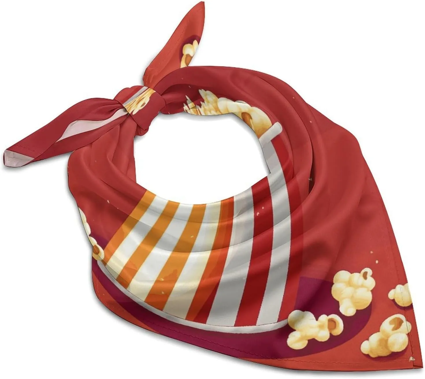 Cartoon Popcorn 18" Square Head Scarf Lightweight Silk Scarf for Women Soft Satin Head Scarves Large Neckerchief Fashion Bandanas Silk Headband Neck Satin Scarfs for Bag Hair Scarves Gift